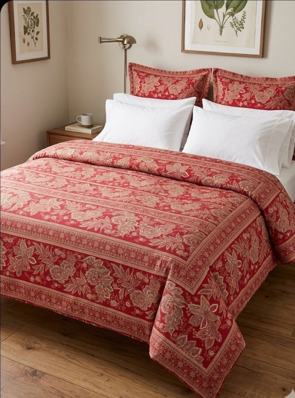 Pottery Barn Queen Duvet Cover With Euro Shams Red Paisley